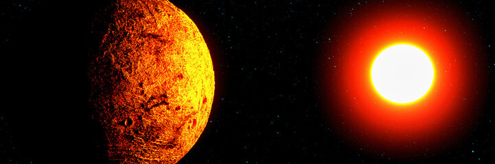 Wall Mural - an exoplanet is illuminated by its star(3d rendering)