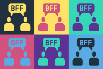 pop art bff or best friends forever icon isolated on color background. vector