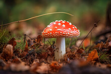 Amanita Muscaria, Fly Agaric In The Forest. Generative AI