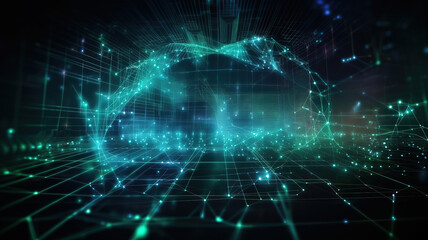 Digital technology background banner design. Generative ai