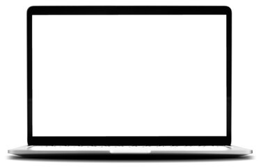 mockup notebook laptop with blank transparent png display on the white background