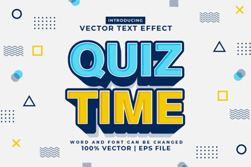 Editable text effect Quiz Time 3d Cartoon template style premium vector