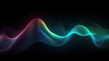 Wall Mural - Abstract digital lines glowing wavy background design. Generative ai