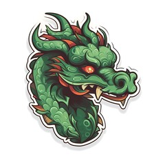 Wall Mural - Green wood dragon, generative ai illustration