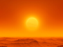 Red Hot Orange Sunset, Heatwave Red Planet. Generative Ai.
