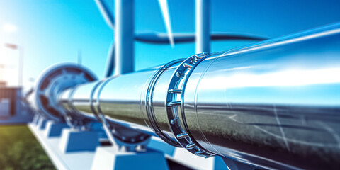 Wall Mural - a hydrogen pipeline with wind turbines and in the background. green hydrogen production concept