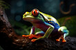 Beautiful rainbow colored crystal tree frog, small multicolor decorative figurine, AI generative illustration