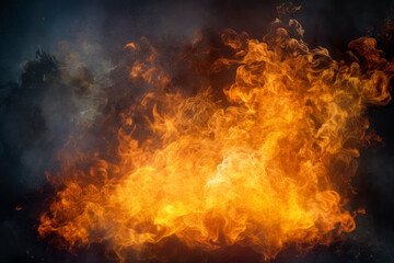 Wall Mural - fire burning in a black background, flames wallpaper. generative ai.
