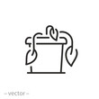 withered plant icon, dead potted flower, priming drought, thin line symbol - editable stroke vector illustration