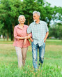 © Lumos sp - woman man senior couple happy retirement together elderly active love vitality bonding park outdoor walking holding hands leisure park fun smiling old