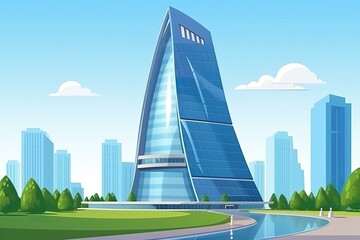 Wall Mural - skyscraper towering over a bustling cityscape generative ai