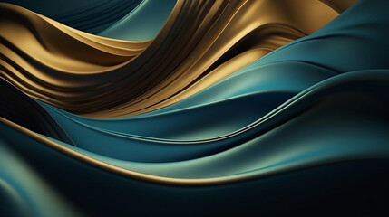 Canvas Print - Abstract Background with 3D Wave Bright Gold and blue  