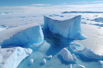 Wall Mural - Huge iceberg floes in the ocean. Antarctic. Generative AI