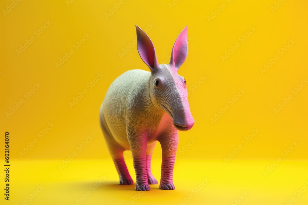 AArdvark or Orycteropus on a brightly colored background, burrowing ...