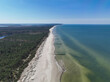Aerial view at sea and beach. Seaside in Międzywodzie, Poland, Baltic Sea. 