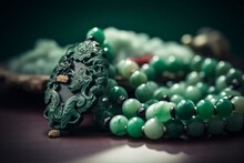Stunning Chinese Jade Jewelry On White Background. Generative AI