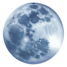 Moon On White Background, High Resolution Full Moon Isolated Over Transparent Background, Supermen, Blue Moon, Moon Details. Generative Ai