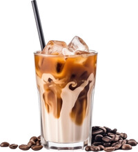Ice Coffee With Milk Isolated. Generative AI.