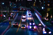 A night miniature traffic jam at the city street