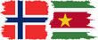 Suriname and Norway grunge flags connection vector