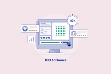 Canvas Print - seo concept, business intelligence displays website audit, keyword ranking and web visitors' convers