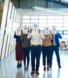 © K Seisa/peopleimages.com - Business, team and group with question mark, poster and ideas with branding, negotiation and solution in the workplace. Staff, coworkers and men with women, asking and confusion with problem solving