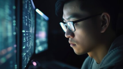 Computer Engineer Male Asian Young Adult Developing software and coding programs for new technology products. Generative AI AIG22.
