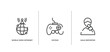 communication and media outline icons set. thin line icons sheet included world wide internet, joypad, male reporter vector.