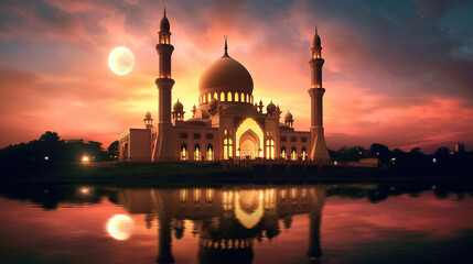 Sticker - Illustration of amazing architecture design of muslim mosque concept