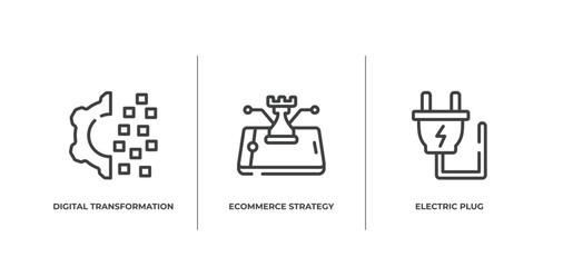 Wall Mural - general outline icons set. thin line icons sheet included digital transformation, ecommerce strategy, electric plug vector.