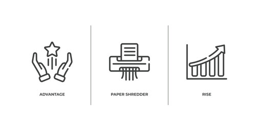 Canvas Print - business outline icons set. thin line icons sheet included advantage, paper shredder, rise vector.