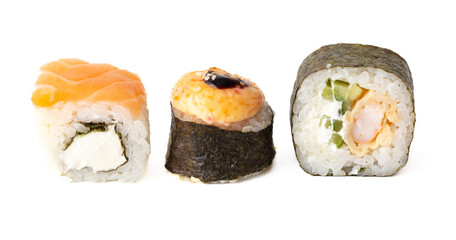 Poster - Sushi rolls isolated on white background