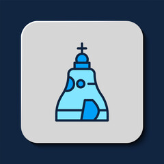 Poster - Filled outline The Tsar bell in Moscow monument icon isolated on blue background. Vector