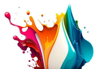 Wall Mural - rainbow paint splash. colorful isolated design element on the transparent background. generative ai.