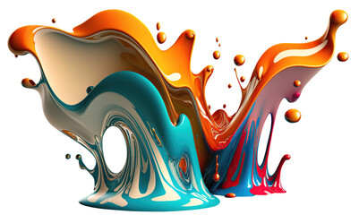 Rainbow paint splash. Colorful isolated design element on the transparent background. Generative AI.