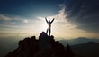 © TimesLight - Celebrating success on a mountain top, mountain peak