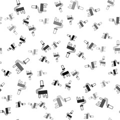 Black Paint roller brush icon isolated seamless pattern on white background. Vector