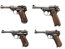 A Collection Of Luger Pistols On A Transparent Background, Generative AI