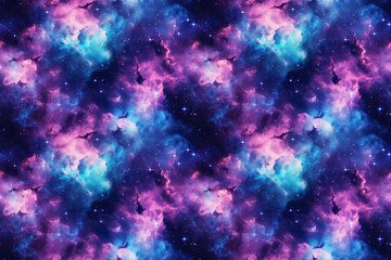Wall Mural - Dark blue seamless pattern with constellations, stars and clouds. Generative AI illustration