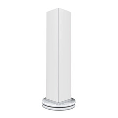 Wall Mural - Rotating pop-up banner stand realistic vector mockup. White blank led pillar display mock-up. Trade show tower. Template for design