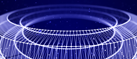 Poster - Abstract tunnel. 3D wormhole or vortex. Grid. 3d rendering