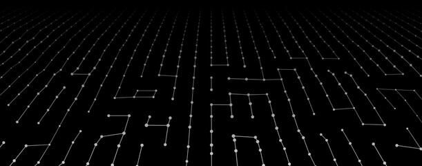 Fototapete - Vector perspective grid. Abstract gradient wave of lines. Big data. Digital background. Futuristic vector illustration.