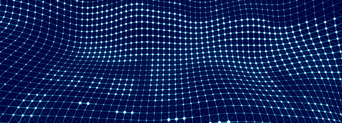 Fototapete - Vector perspective grid. Abstract gradient wave of lines. Big data. Digital background. Futuristic vector illustration.