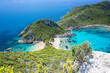 Krajobraz morski w Porto Timoni na greckiej wyspie Korfu. 