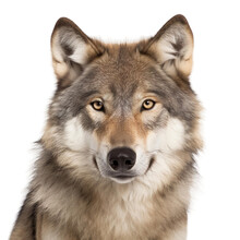 Close Up Of Wolf With A Transparent Background, Generative Ai