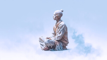levitation guru yogi, monk in lotus pose.