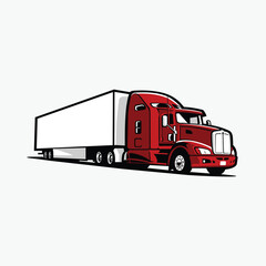 Wall Mural - Semi truck big rig 18 wheeler trailer vector art illustration isolated