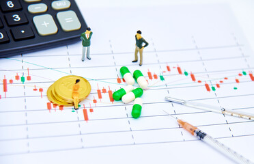 Medical drug stock price concept