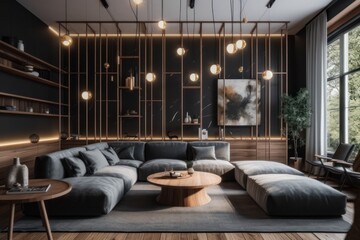 Lavish Living Room Sanctuary with Designer Furniture, High Ceilings, and Elegant Decorative Accents.