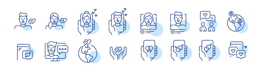 Wall Mural - dating app. international users, all orientations looking for romantic relationships. pixel perfect,